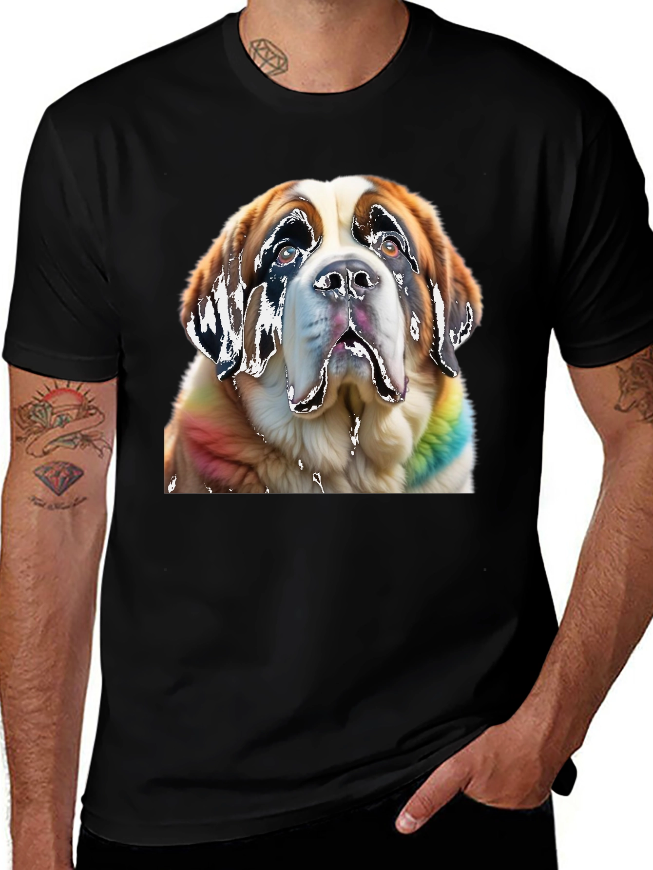 Saint Bernard Dog Rainbow T-Shirt