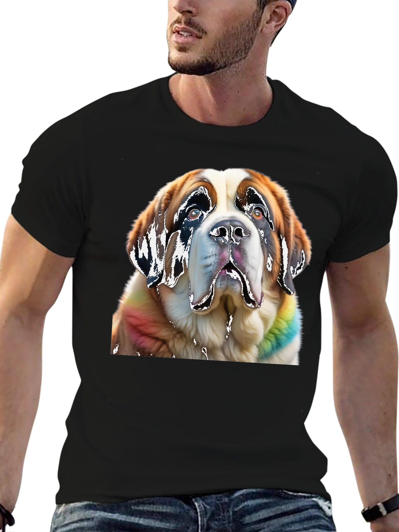 Saint Bernard Dog Rainbow T-Shirt