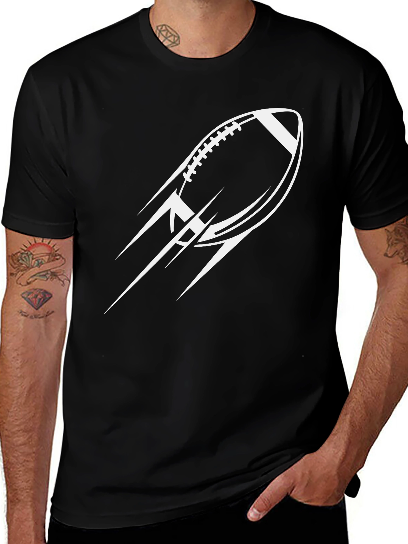Mens Black Football Graphic Tee