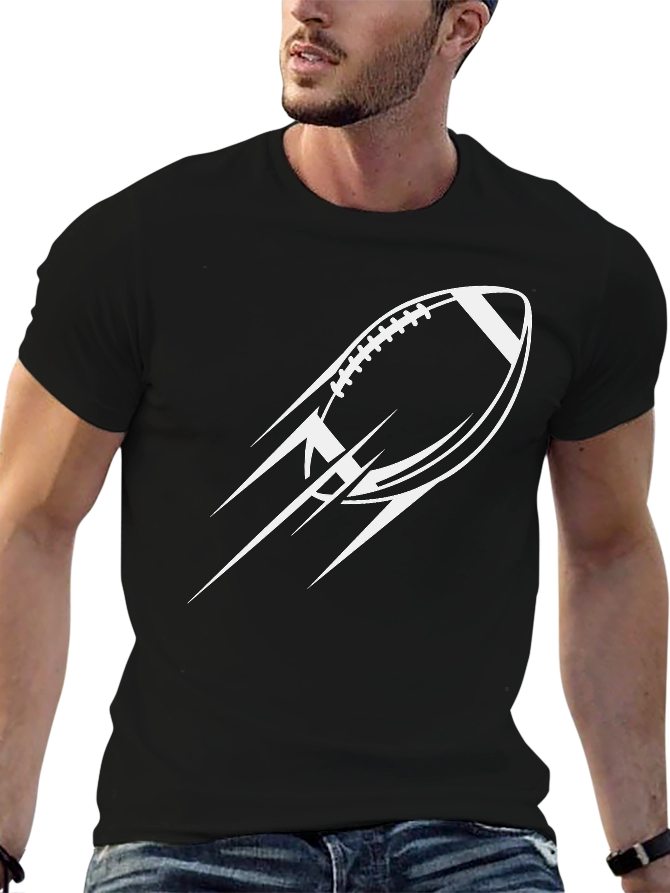 Mens Black Football Graphic Tee
