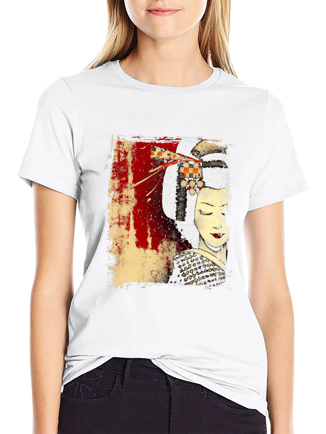 Geisha Art Black T-Shirt