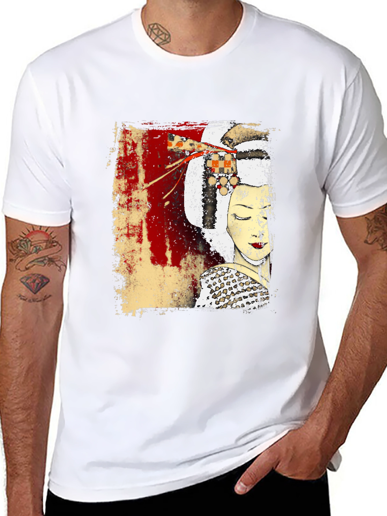 Geisha Art Black T-Shirt