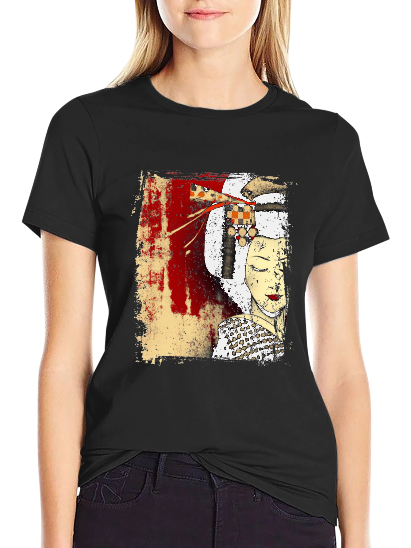 Geisha Art Black T-Shirt