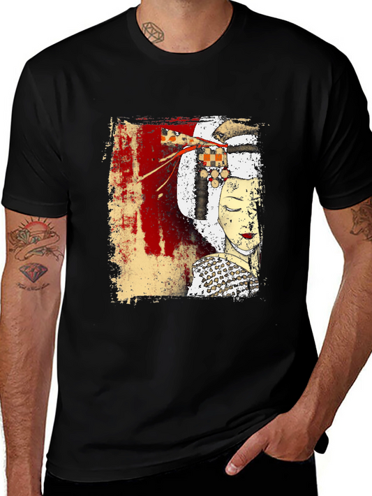 Geisha Art Black T-Shirt