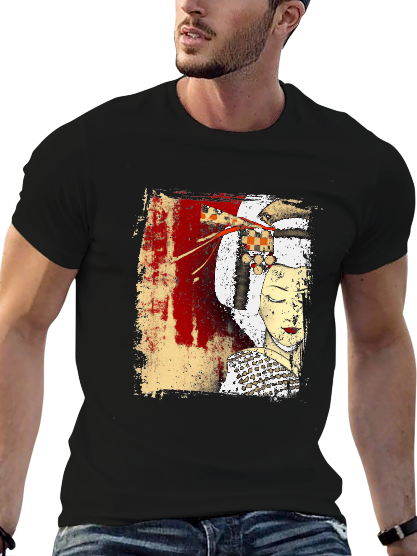 Geisha Art Black T-Shirt
