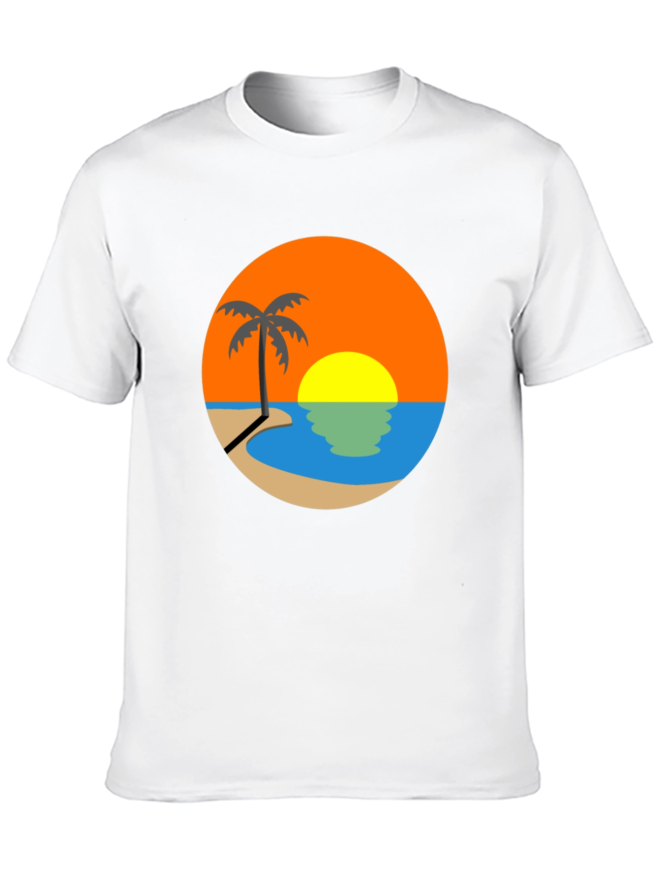 Sunset Beach Palm Tree Graphic Tee - Black