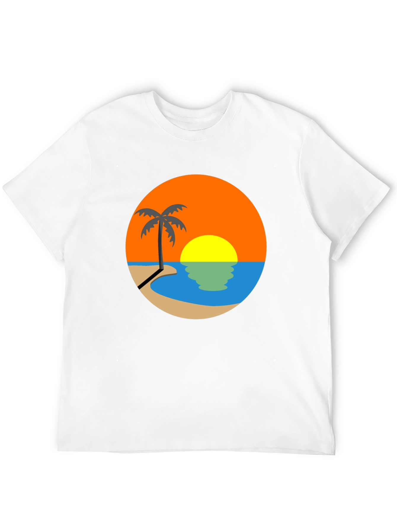 Sunset Beach Palm Tree Graphic Tee - Black