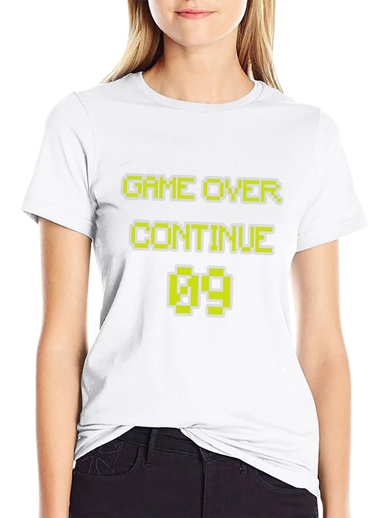Game Over Continue 69 Pixel Art Black T-Shirt