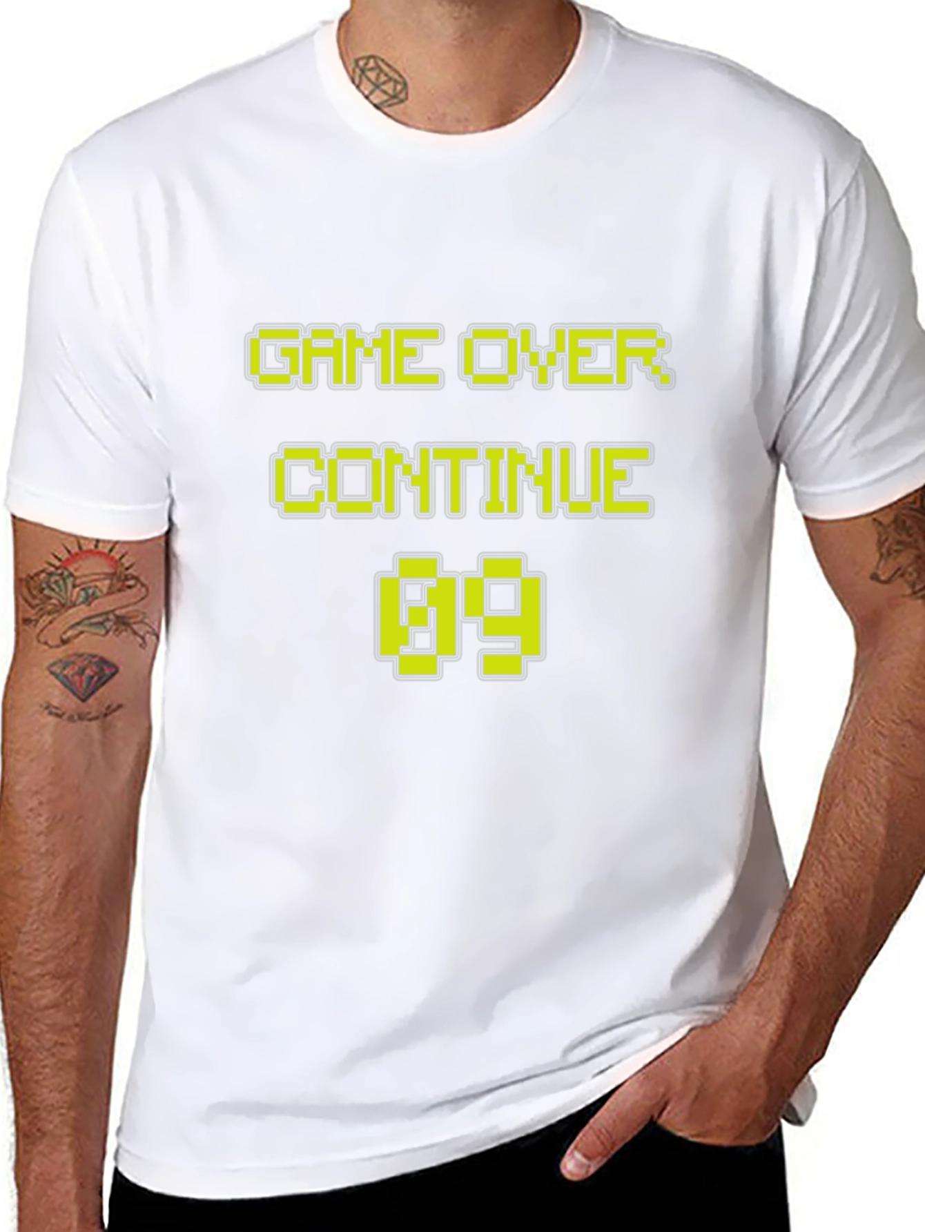 Game Over Continue 69 Pixel Art Black T-Shirt