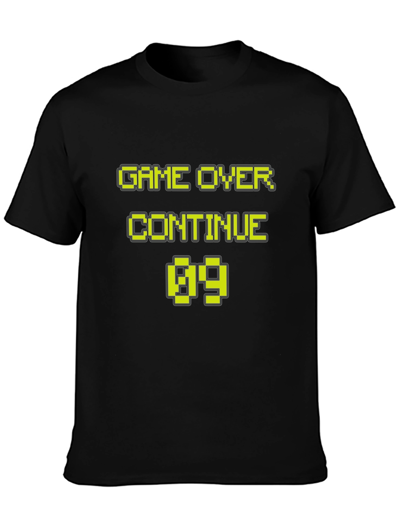 Game Over Continue 69 Pixel Art Black T-Shirt
