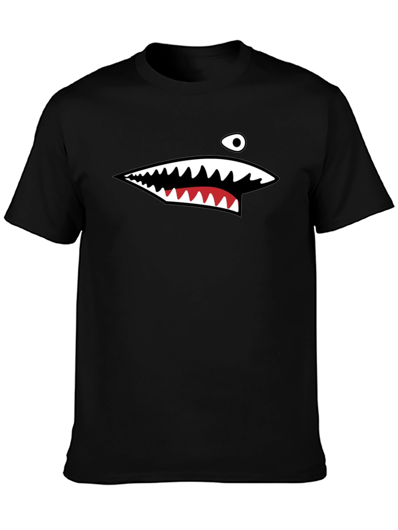 Mens Black Shark Mouth Graphic T-Shirt