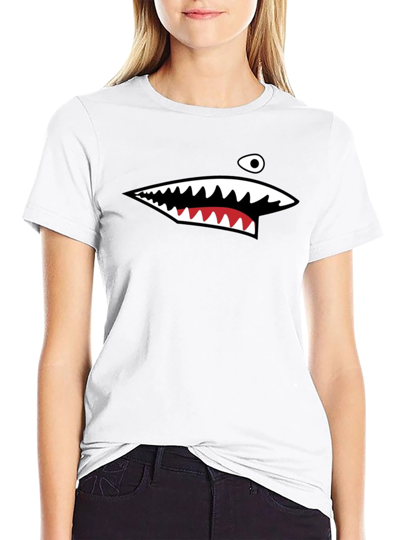 Mens Black Shark Mouth Graphic T-Shirt