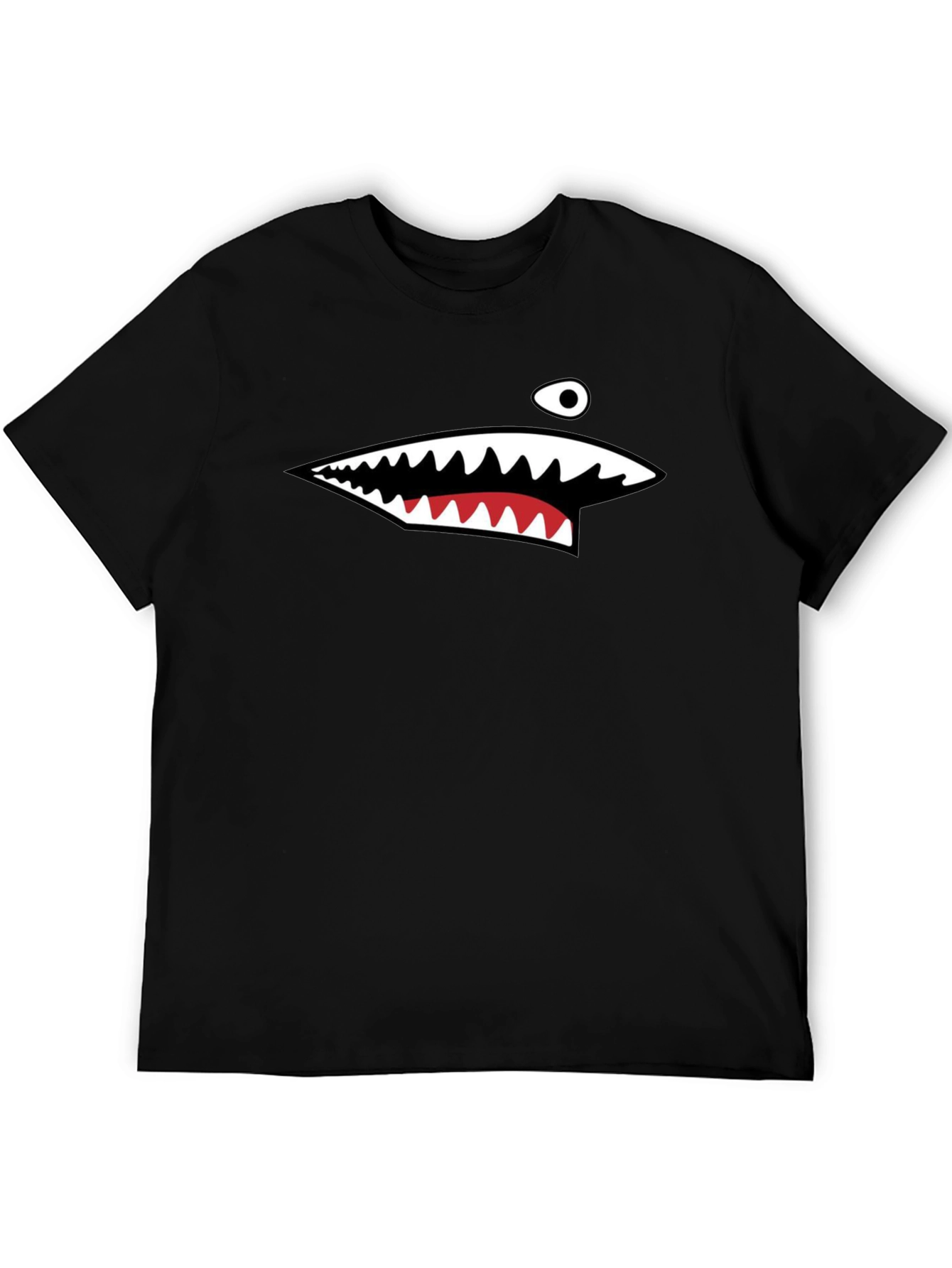 Mens Black Shark Mouth Graphic T-Shirt