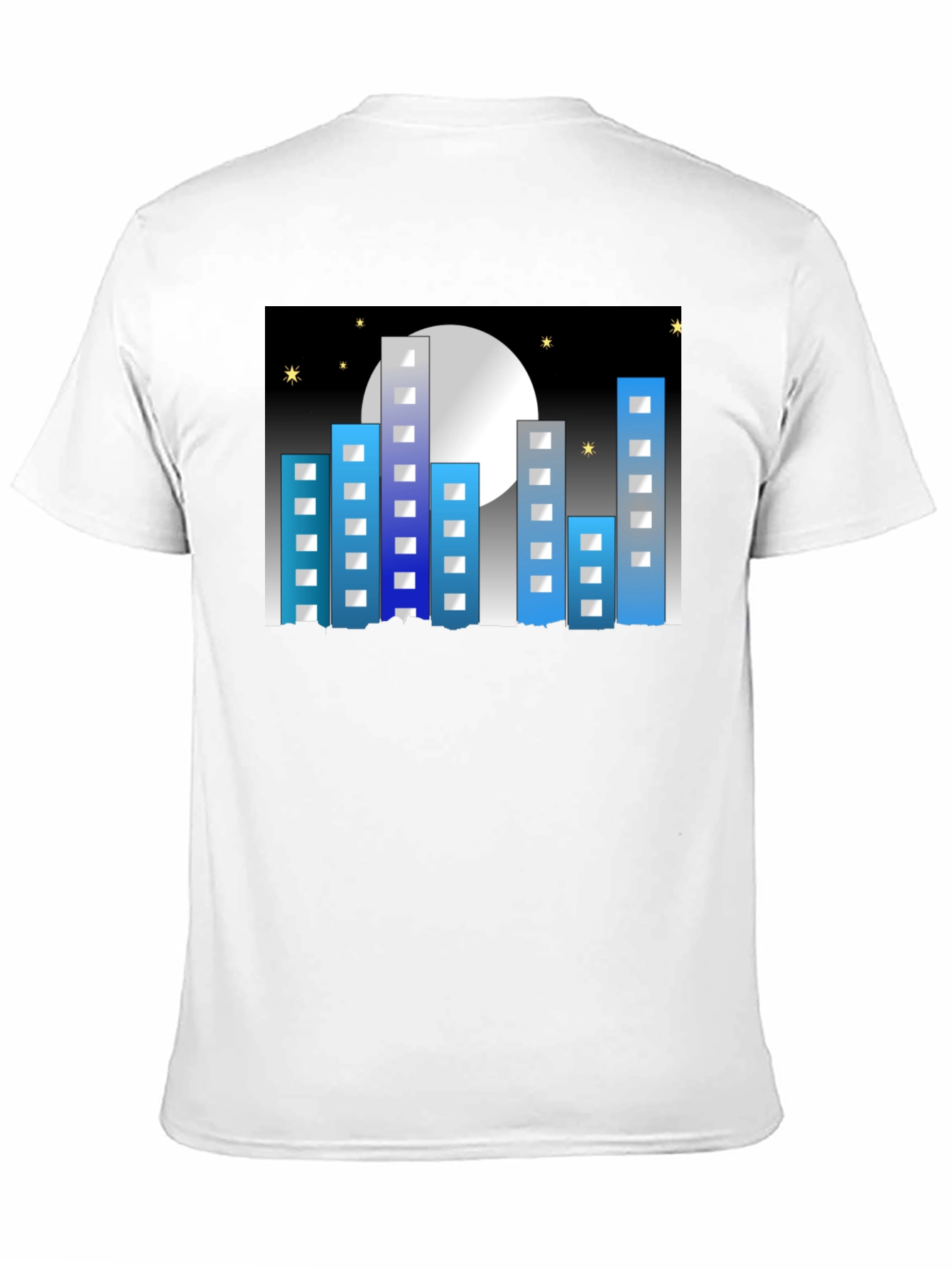Cityscape Moon Graphic Tee - Black Cotton Blend