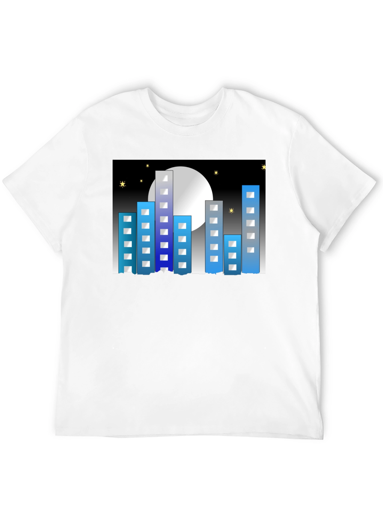 Cityscape Moon Graphic Tee - Black Cotton Blend