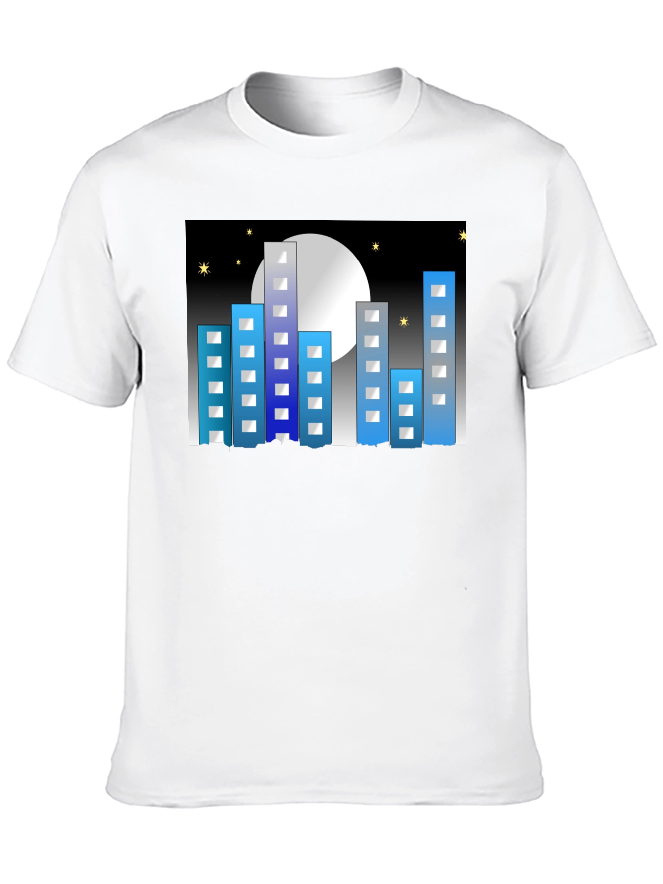 Cityscape Moon Graphic Tee - Black Cotton Blend