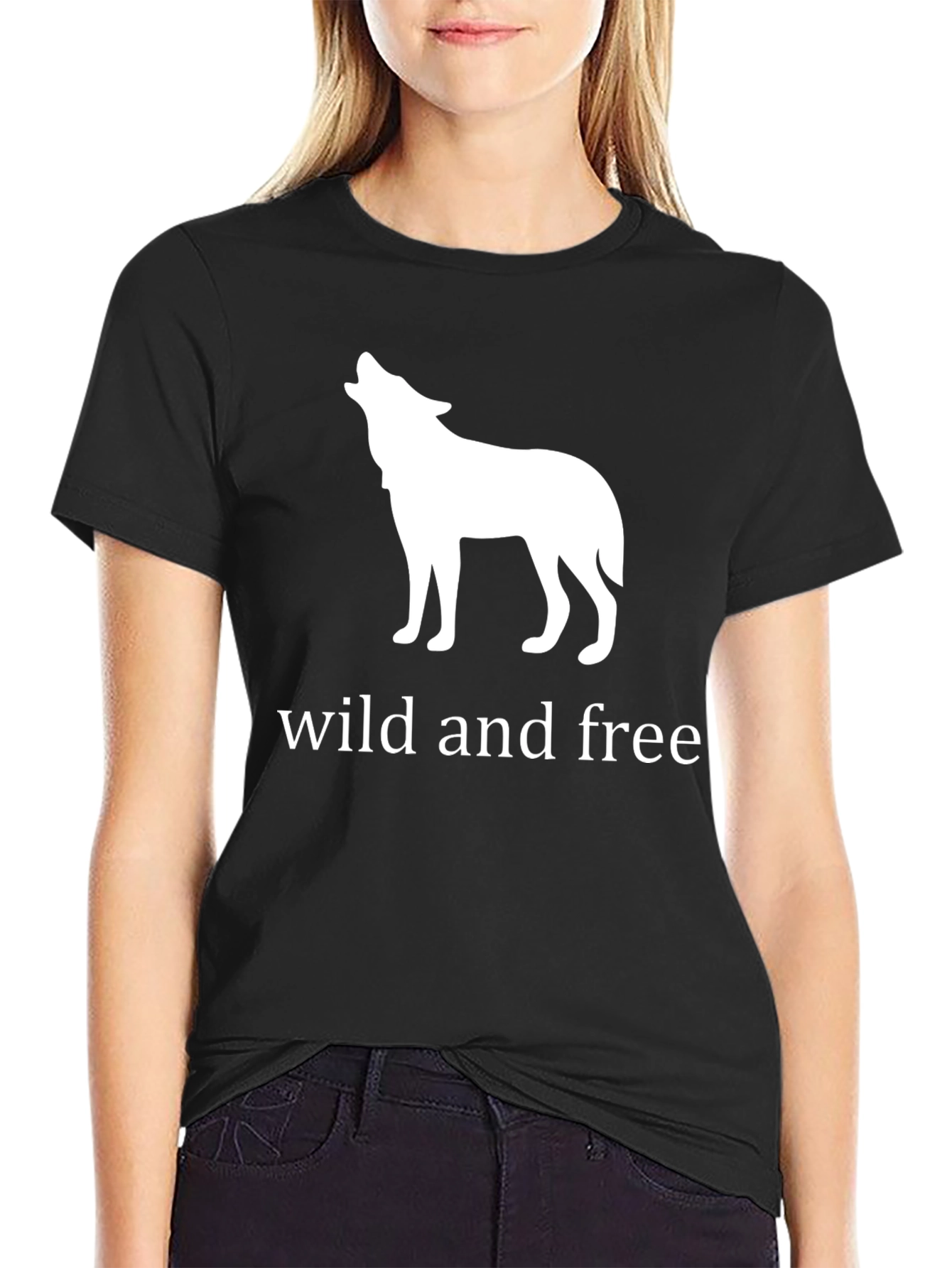 Wild and Free Wolf Graphic Black T-Shirt