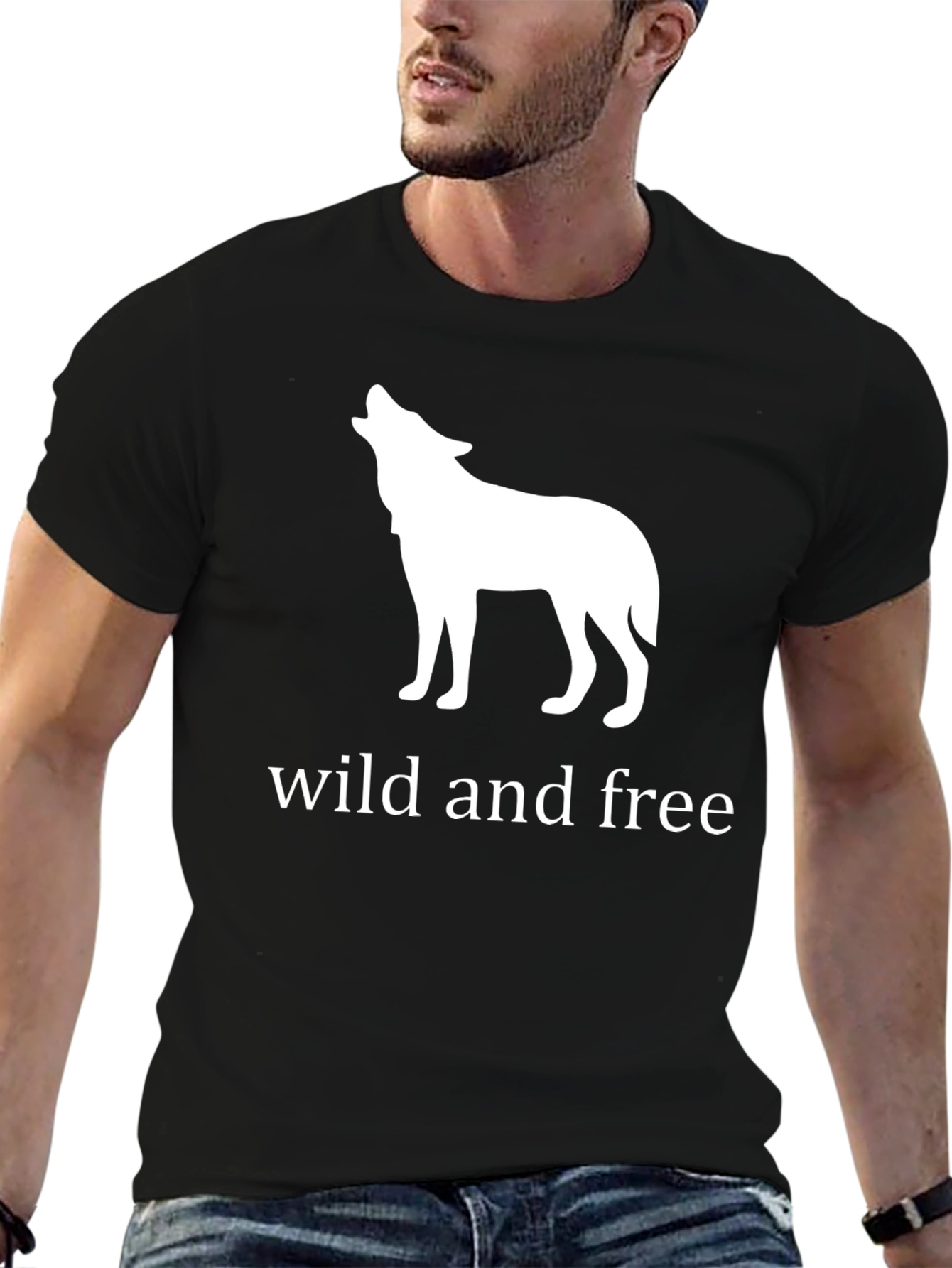 Wild and Free Wolf Graphic Black T-Shirt