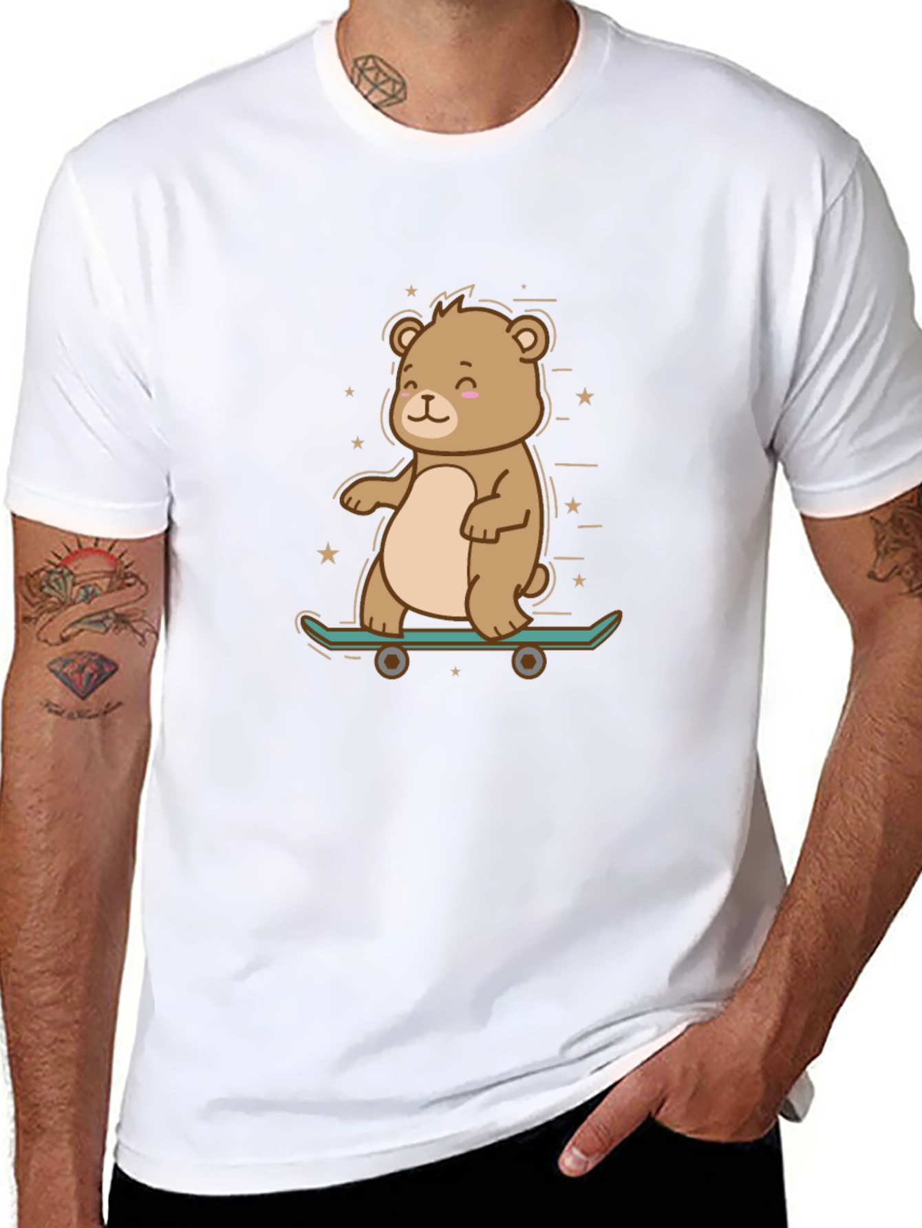 Cool Bear Skateboarder Graphic Tee