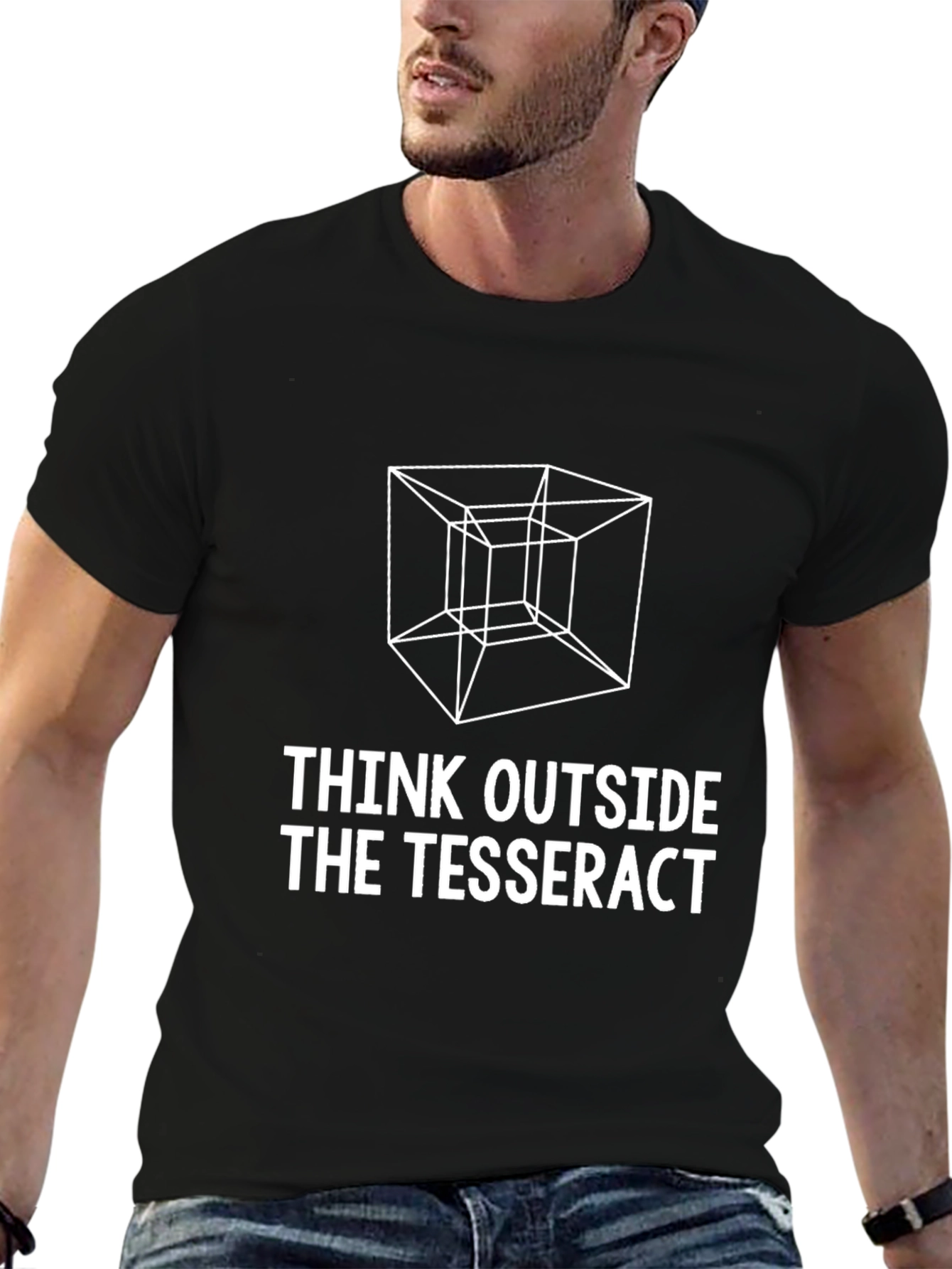 Think Outside the Tesseract Black Graphic Tee