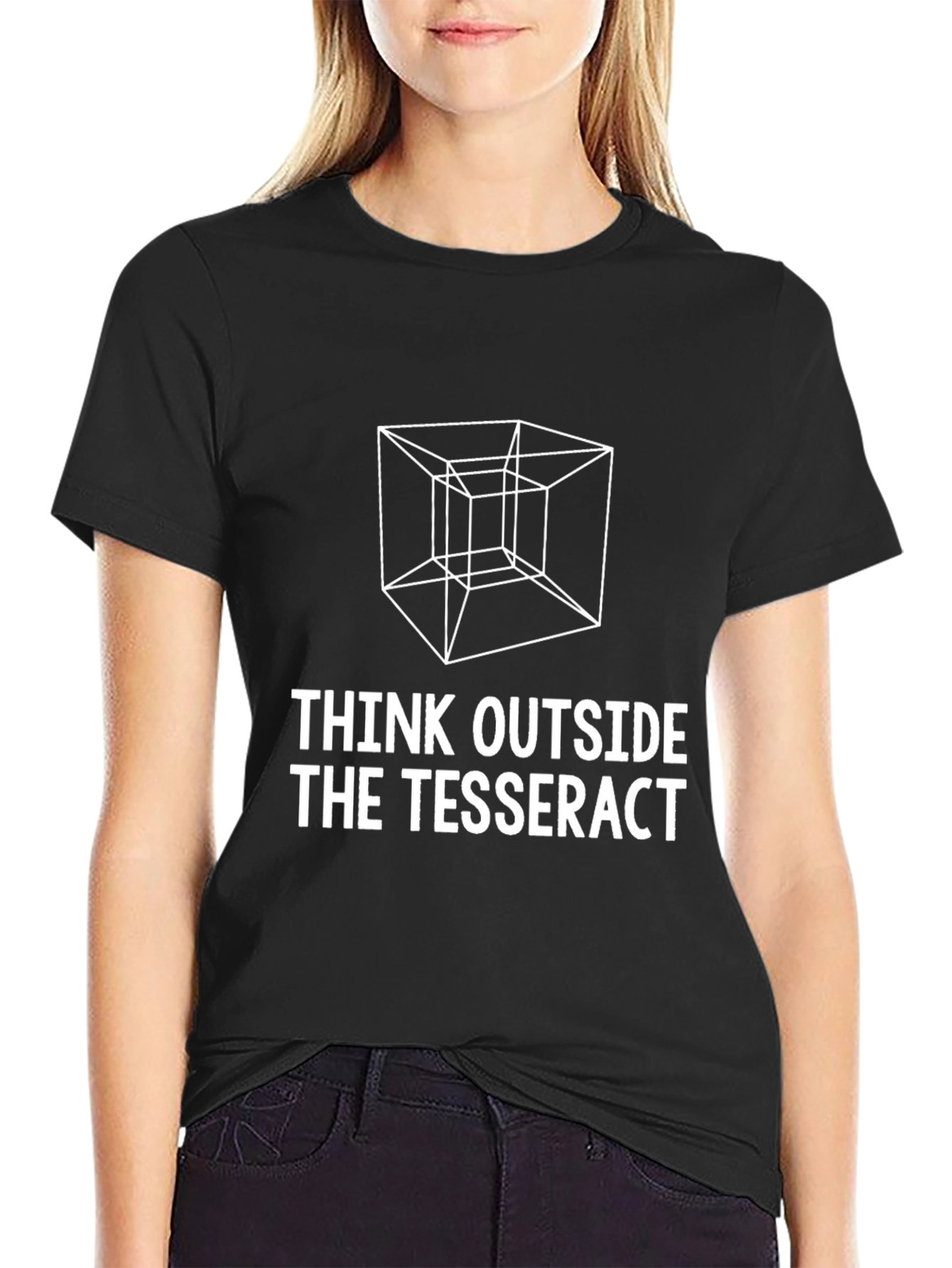 Think Outside the Tesseract Black Graphic Tee