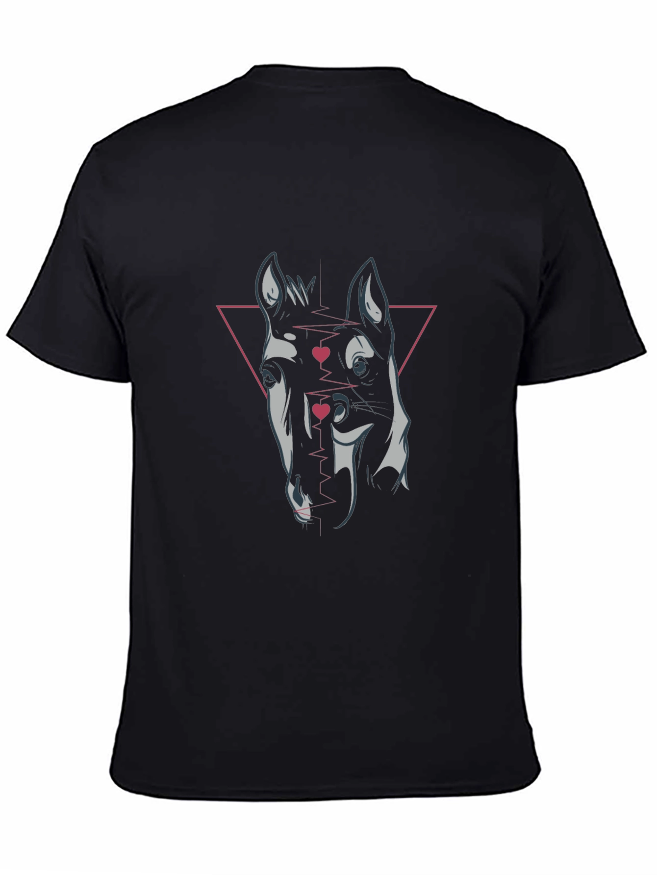 Geometric Horse Graphic Tee - Black Cotton
