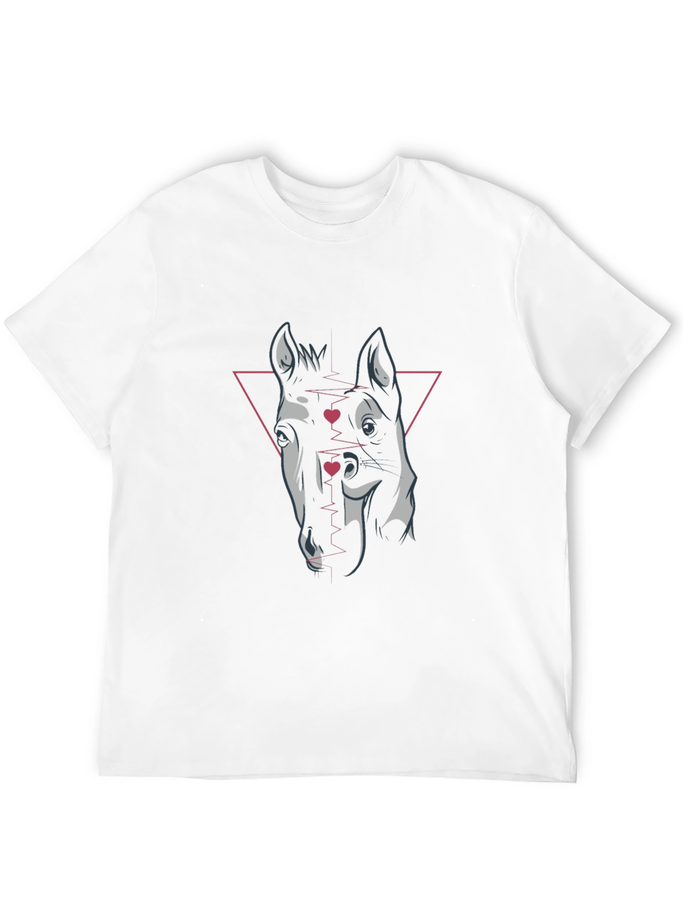 Geometric Horse Graphic Tee - Black Cotton
