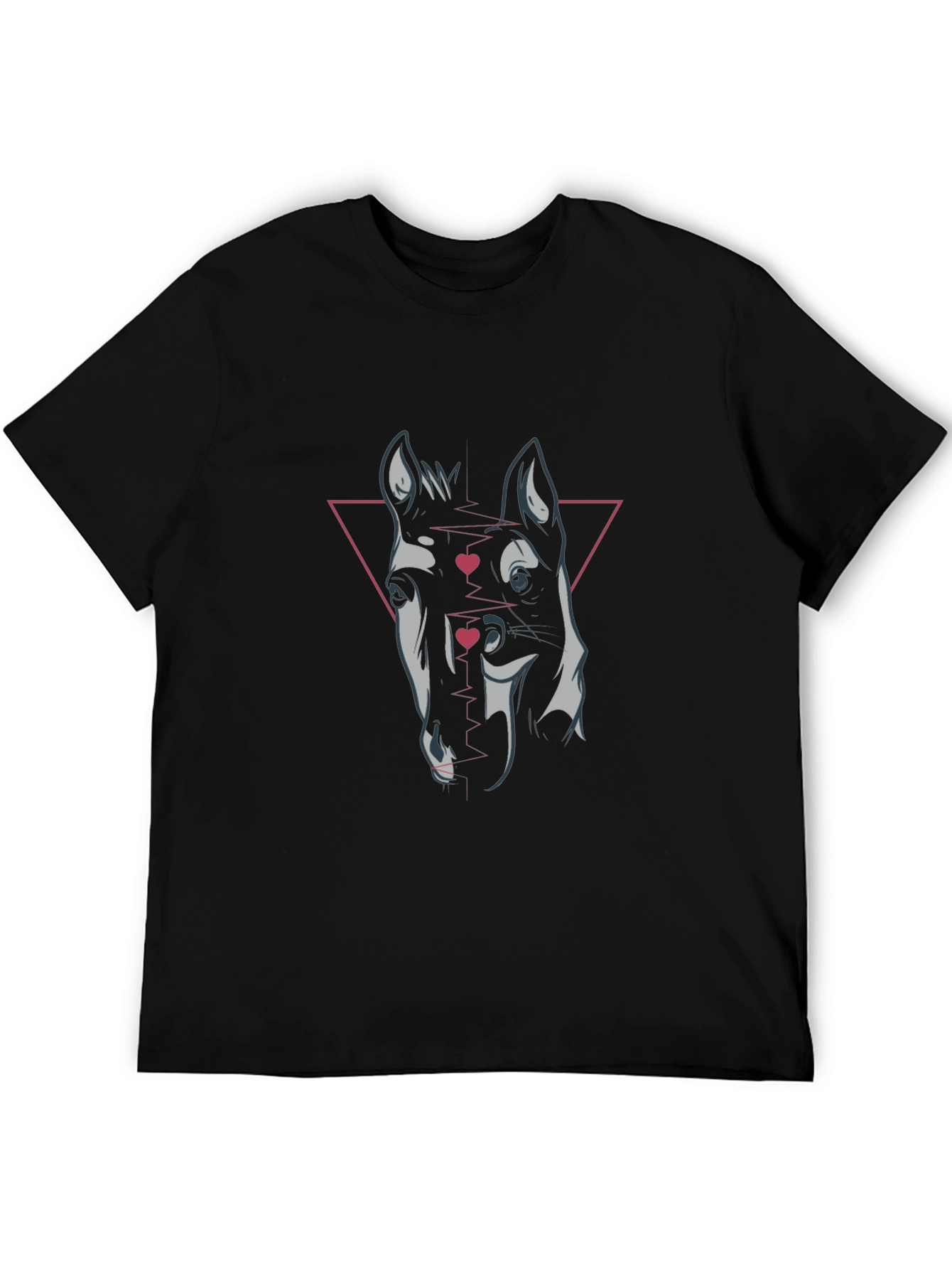 Geometric Horse Graphic Tee - Black Cotton
