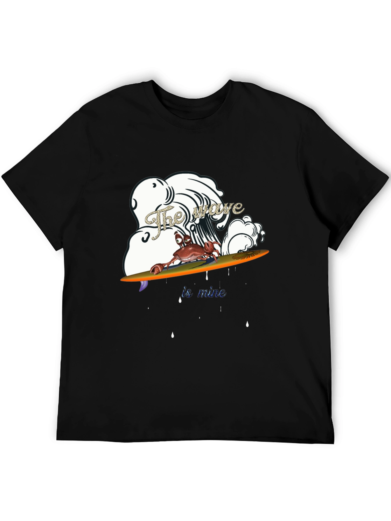 Crab Surfing Wave Graphic T-Shirt