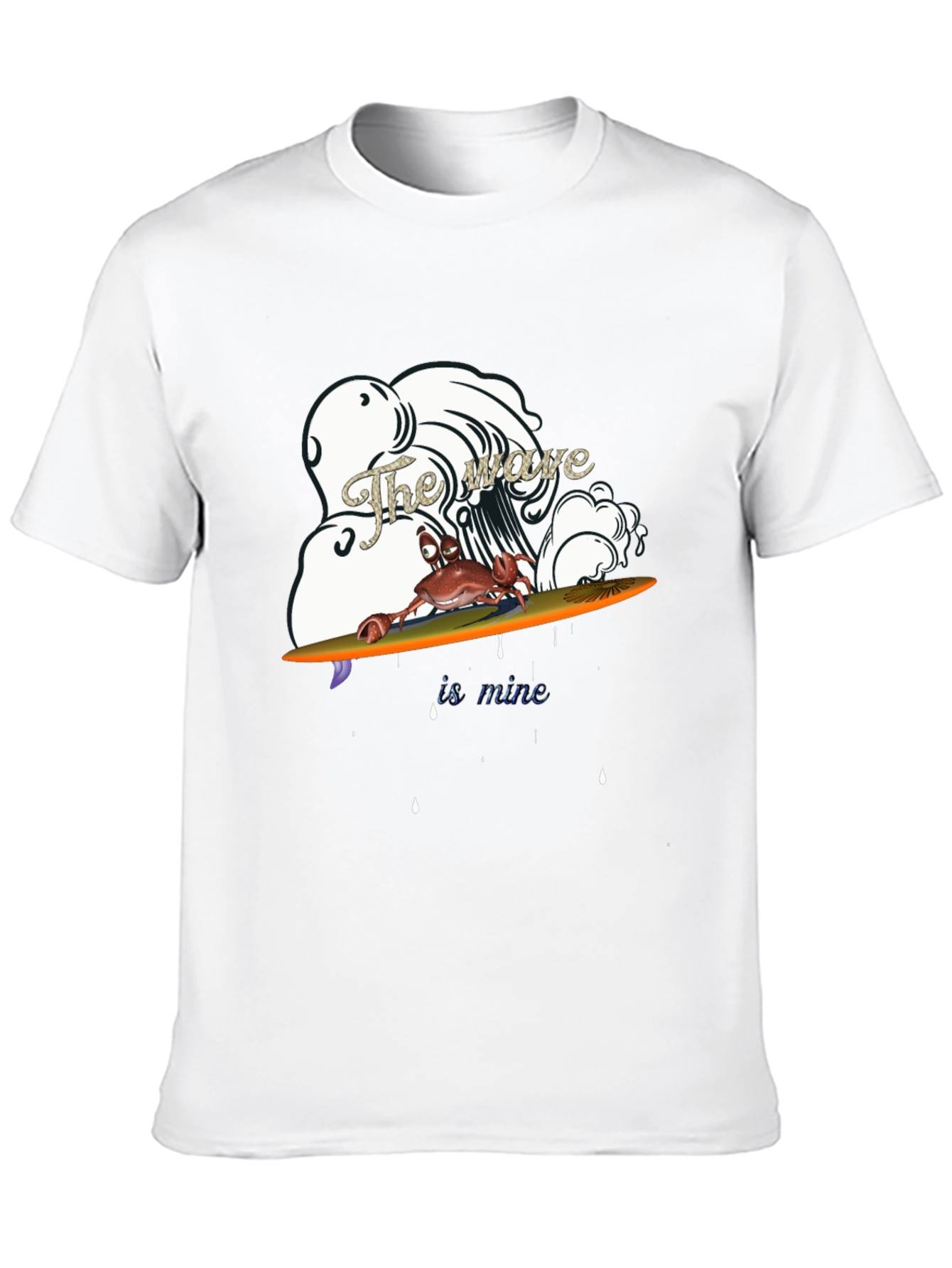 Crab Surfing Wave Graphic T-Shirt
