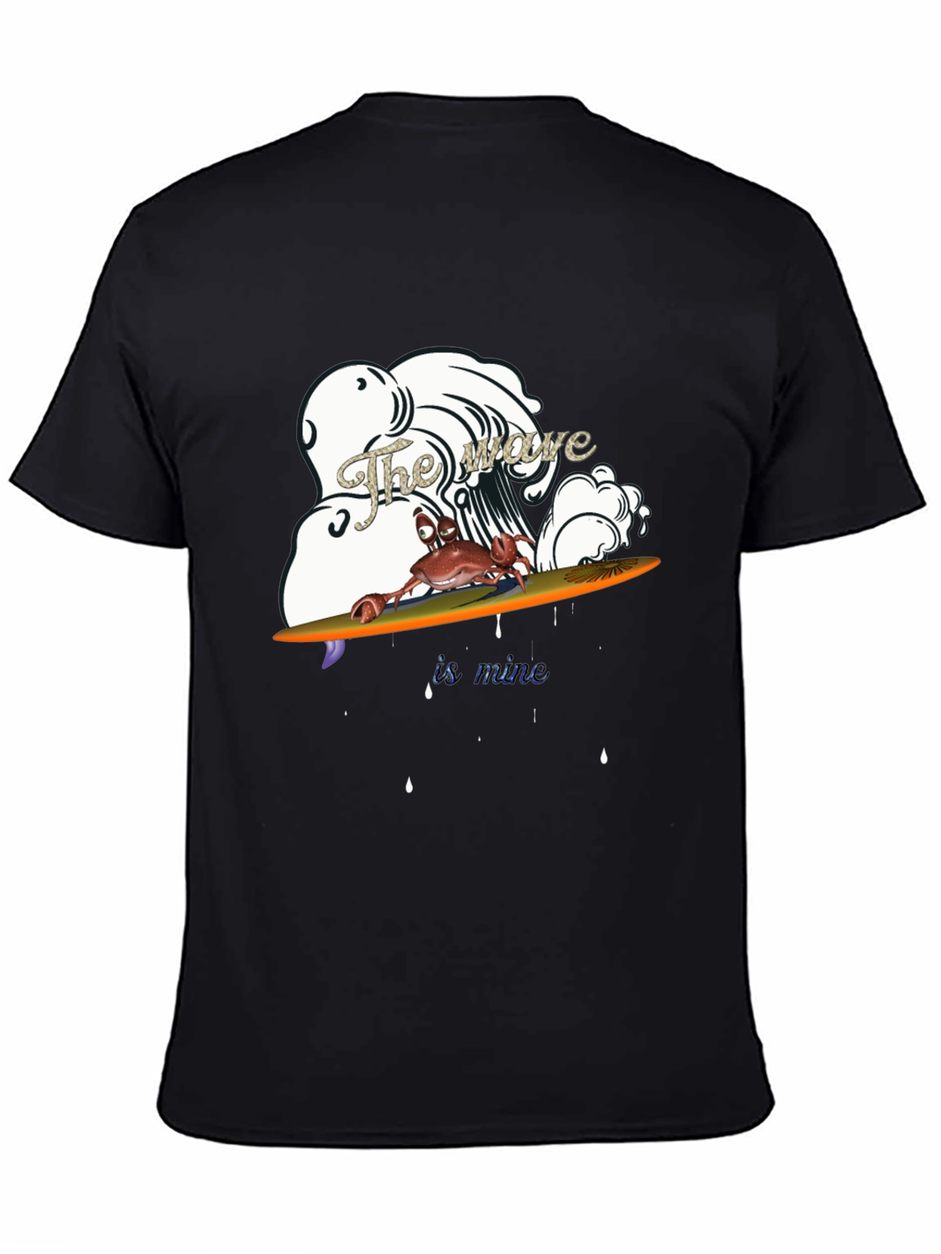 Crab Surfing Wave Graphic T-Shirt