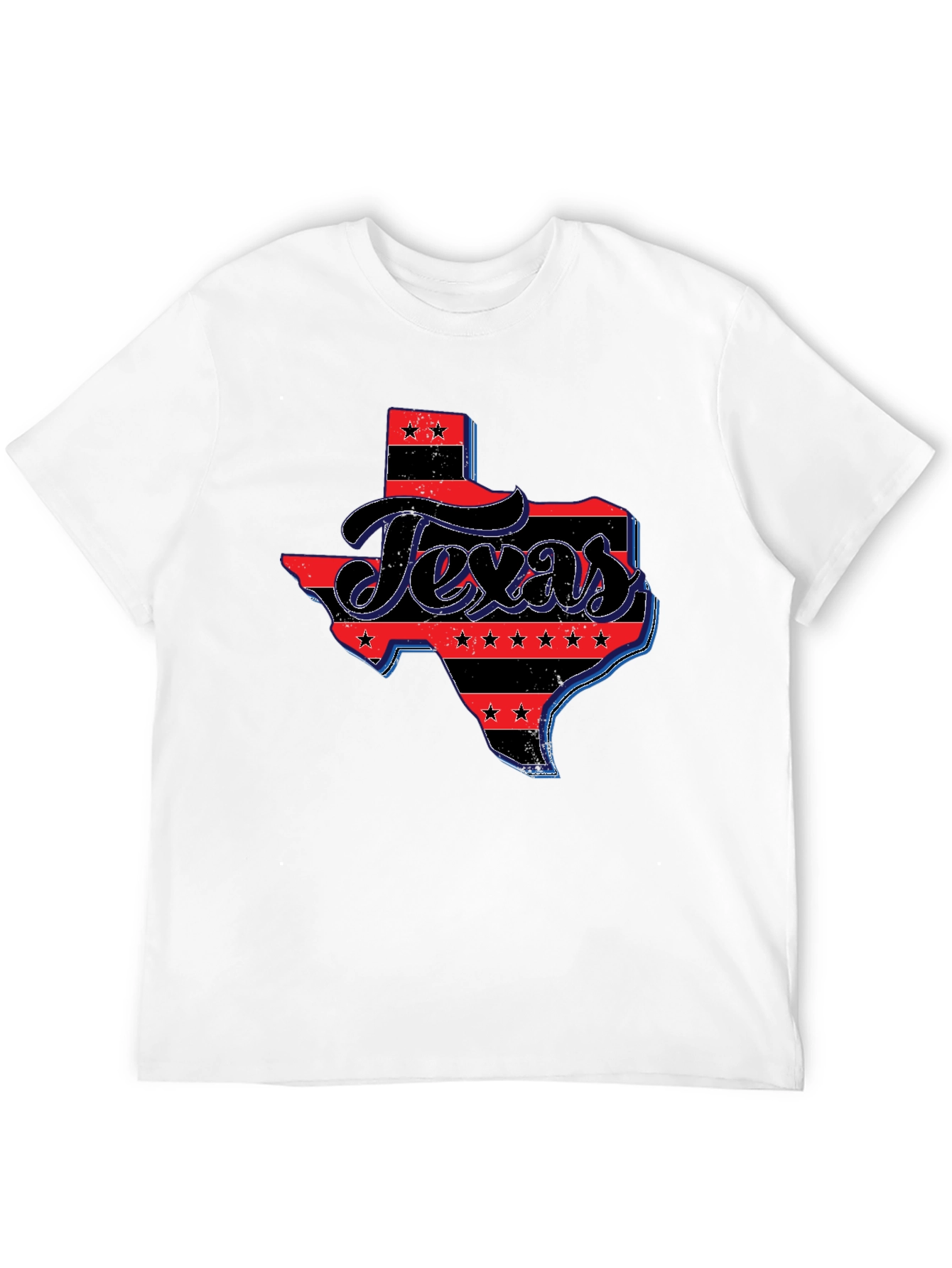 Texas State Flag Graphic Print Mens Black T-Shirt