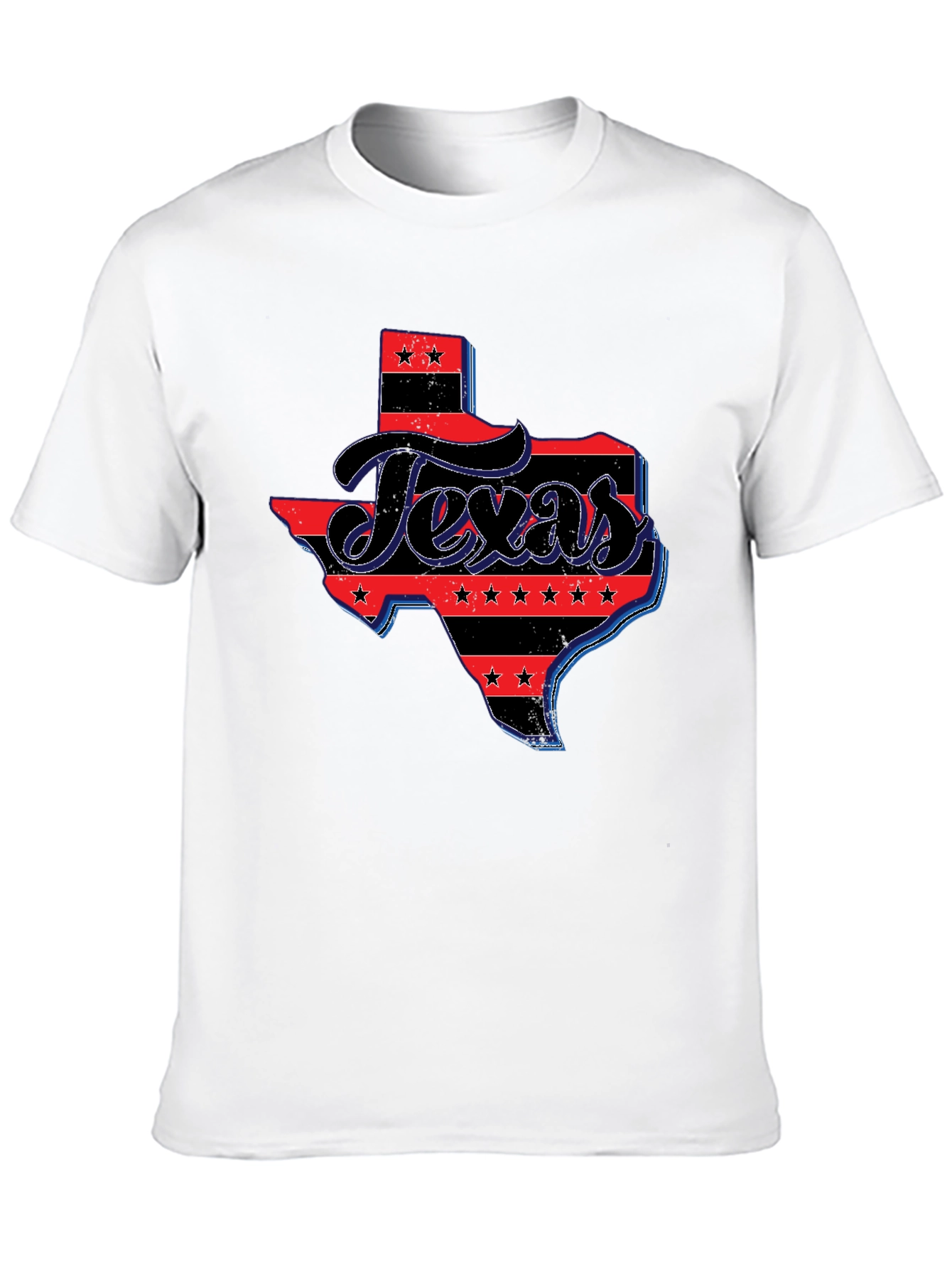 Texas State Flag Graphic Print Mens Black T-Shirt
