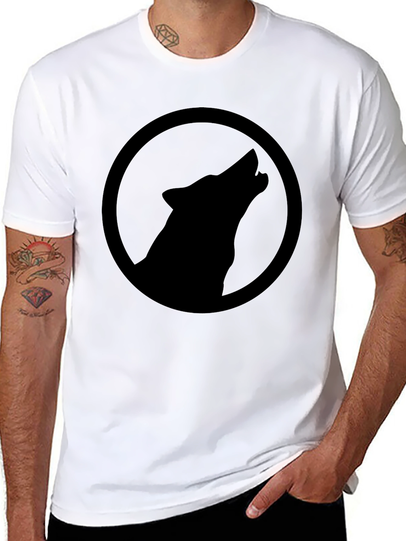 Black Wolf Howl Graphic T-Shirt