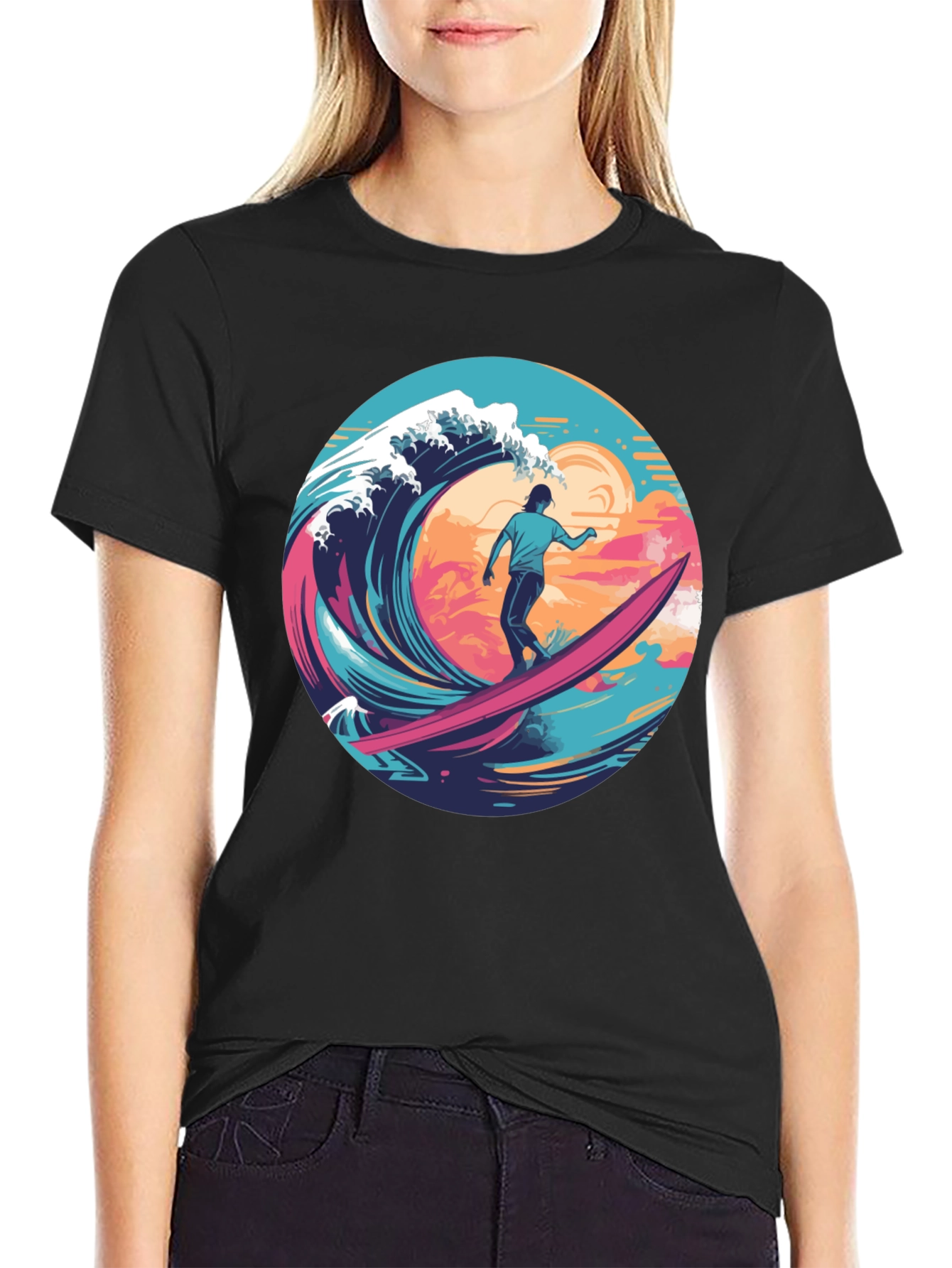 Surfer Wave Graphic T-Shirt - Ride the Tide