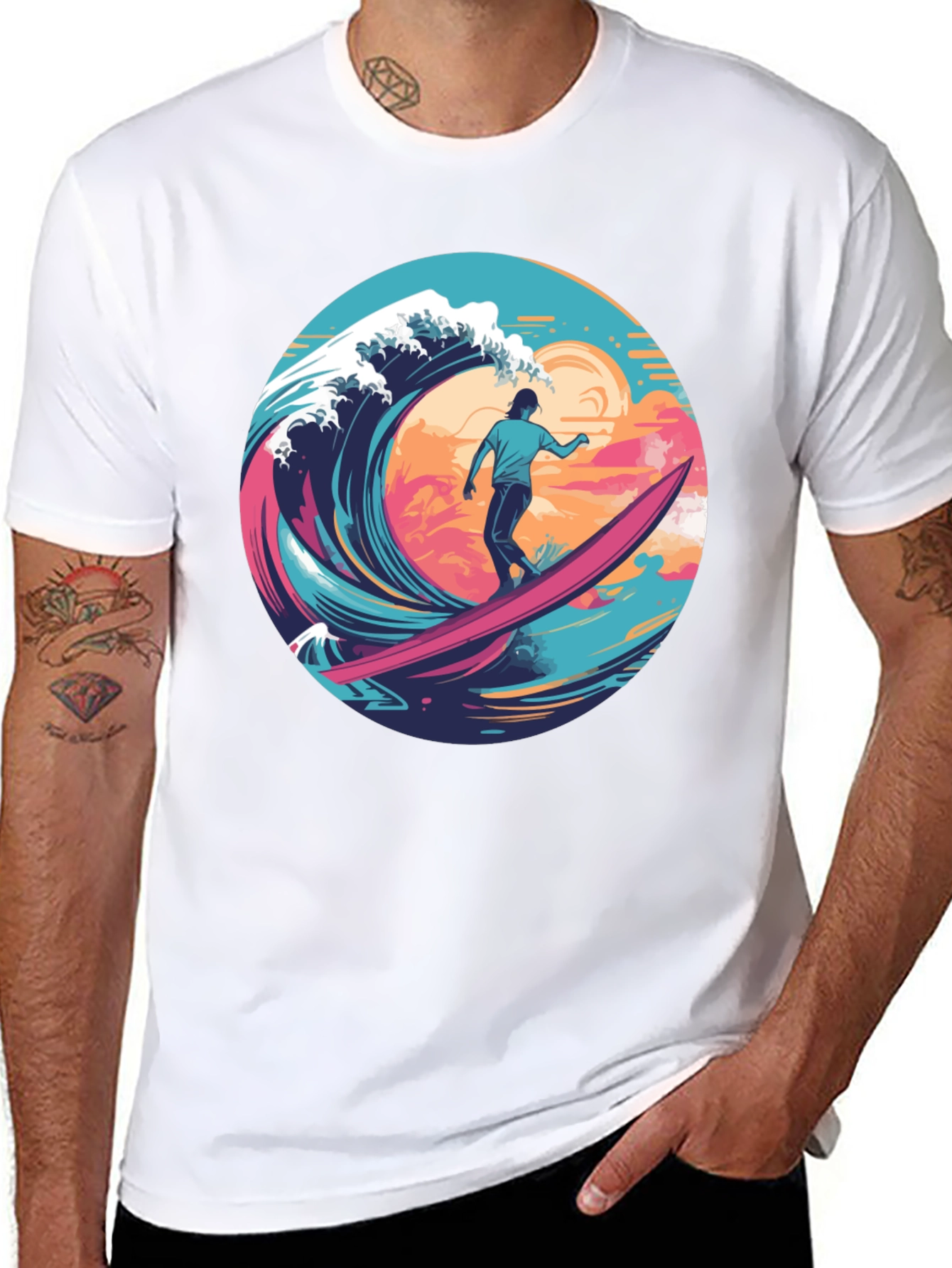 Surfer Wave Graphic T-Shirt - Ride the Tide