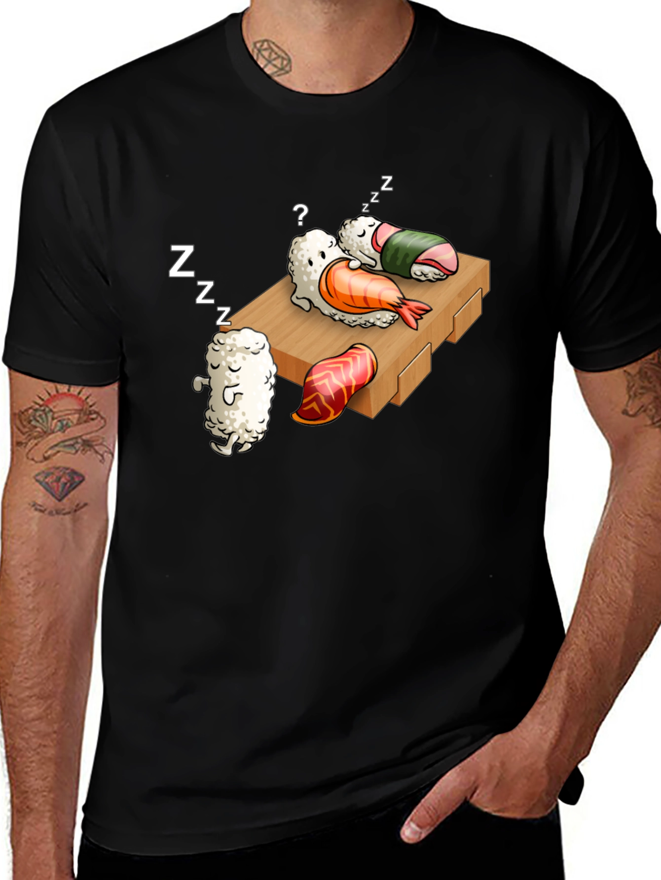 Sushi Nap Time Graphic Tee - Black