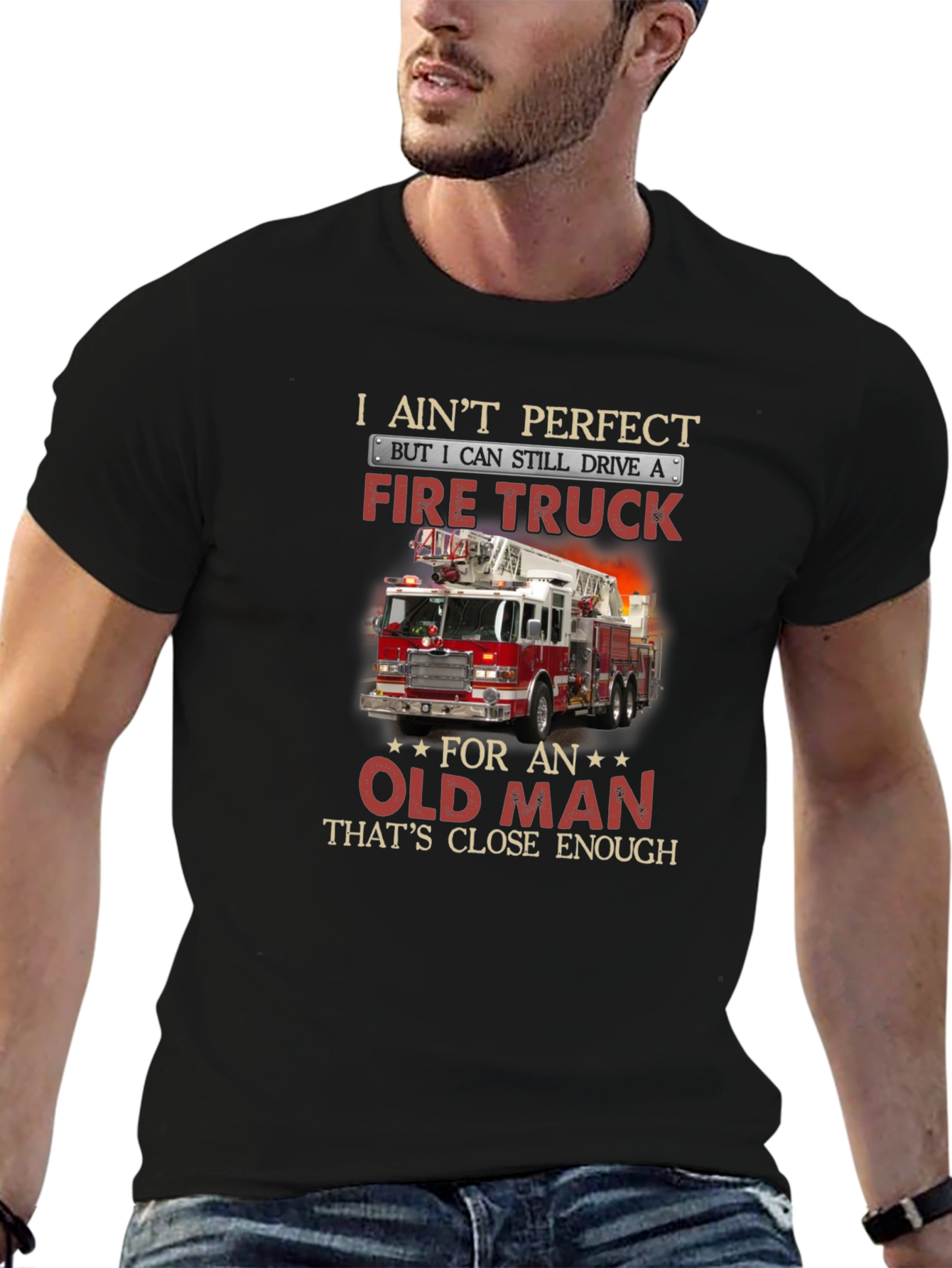 Fire Truck Old Man T-Shirt Funny Firefighter Tee