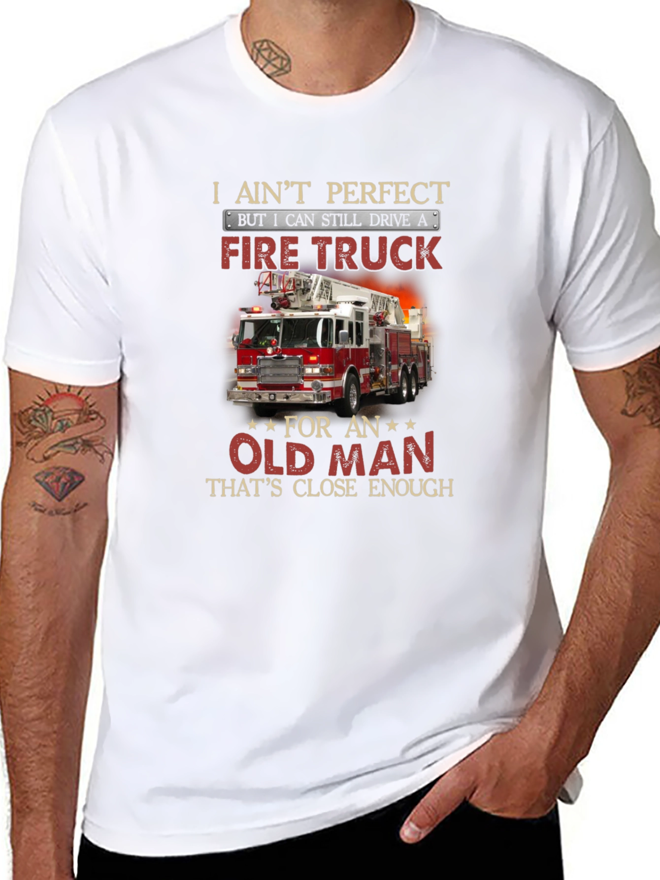 Fire Truck Old Man T-Shirt Funny Firefighter Tee