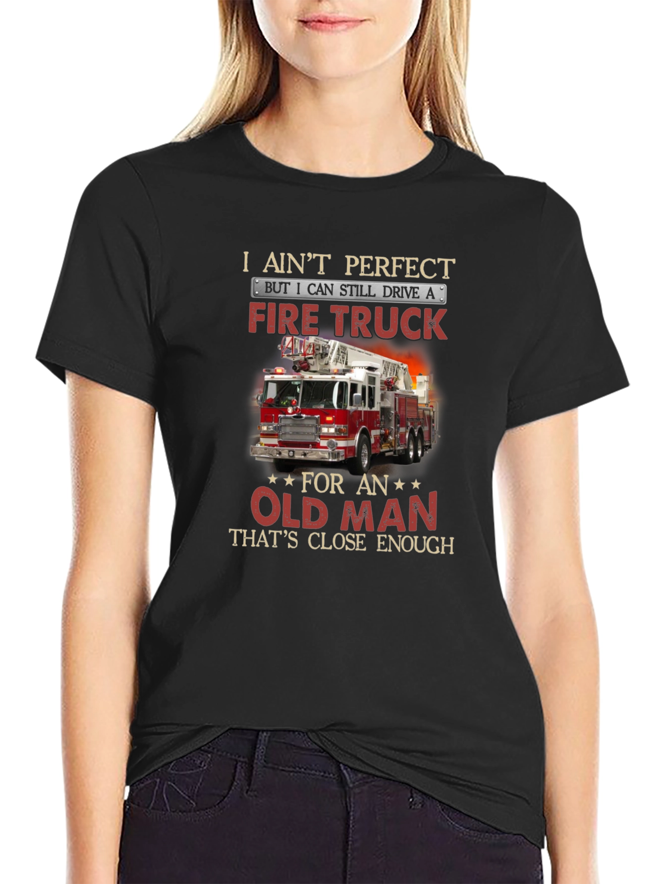 Fire Truck Old Man T-Shirt Funny Firefighter Tee