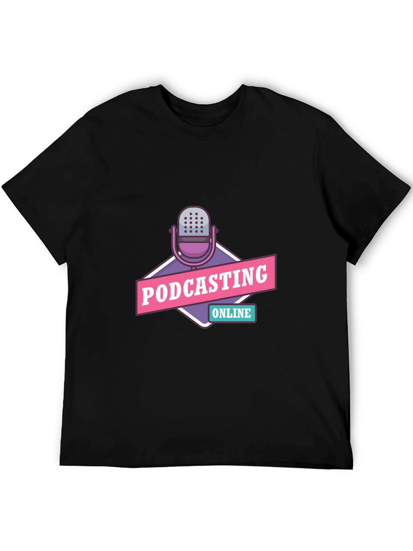 Podcasting Online Graphic Tee - Black Cotton T-Shirt