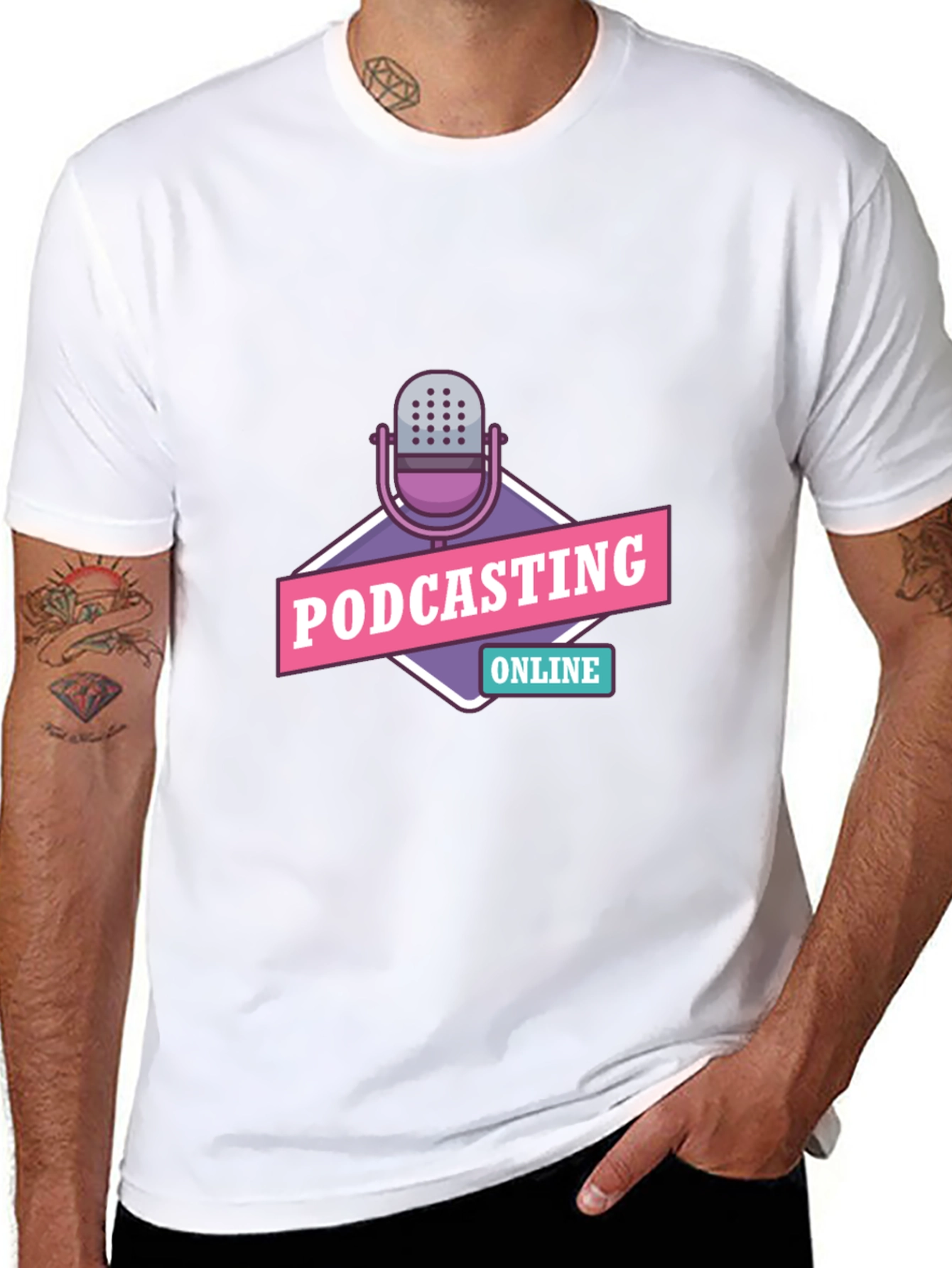 Podcasting Online Graphic Tee - Black Cotton T-Shirt