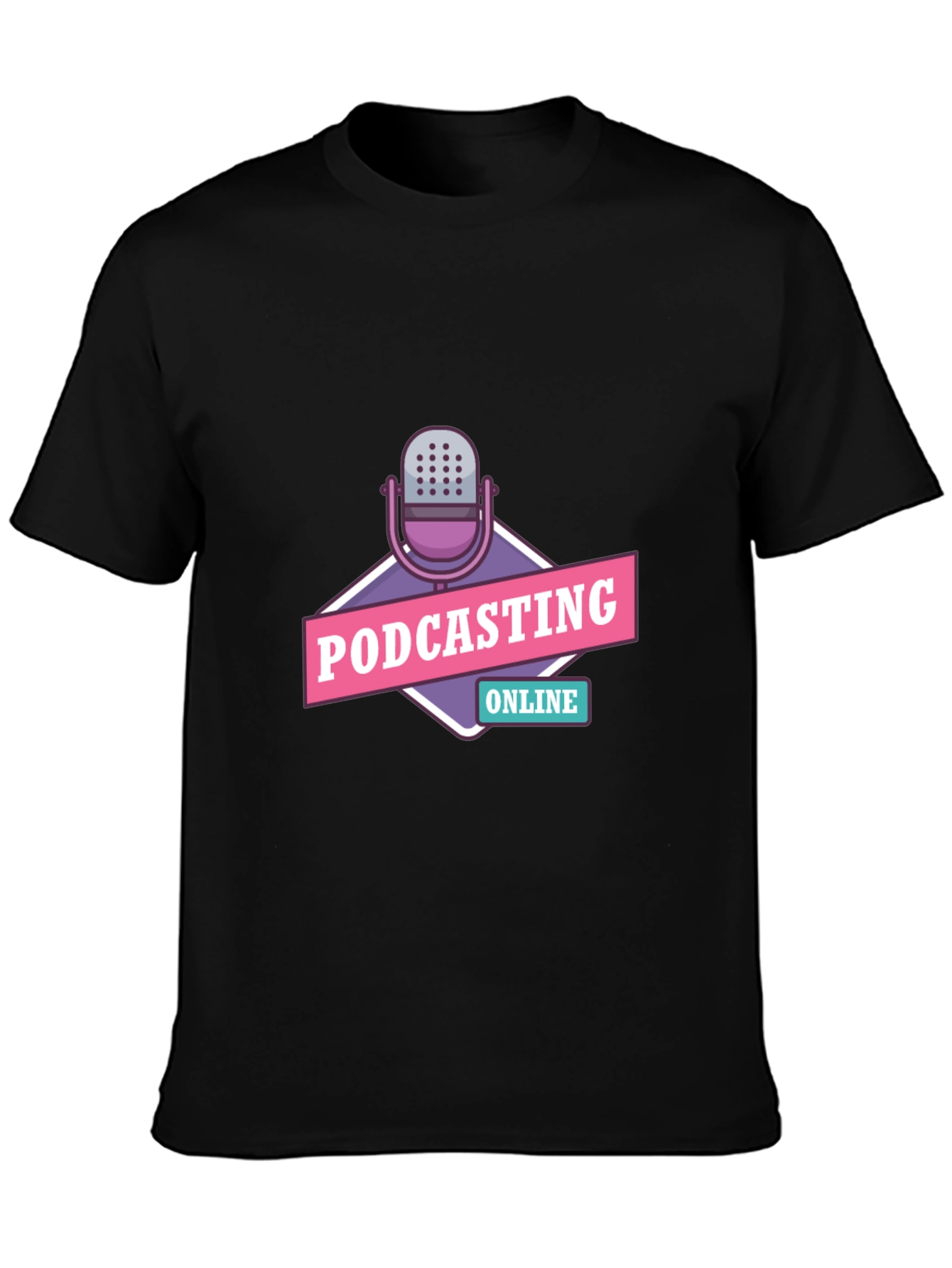 Podcasting Online Graphic Tee - Black Cotton T-Shirt