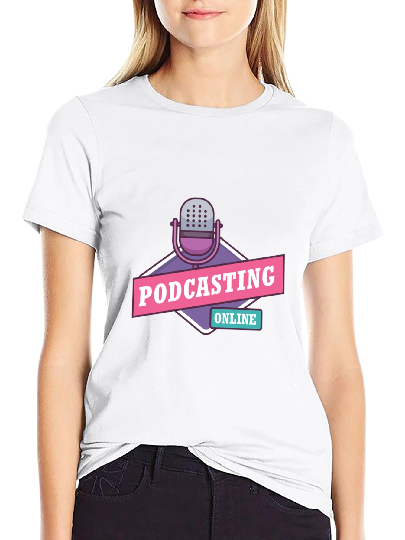 Podcasting Online Graphic Tee - Black Cotton T-Shirt