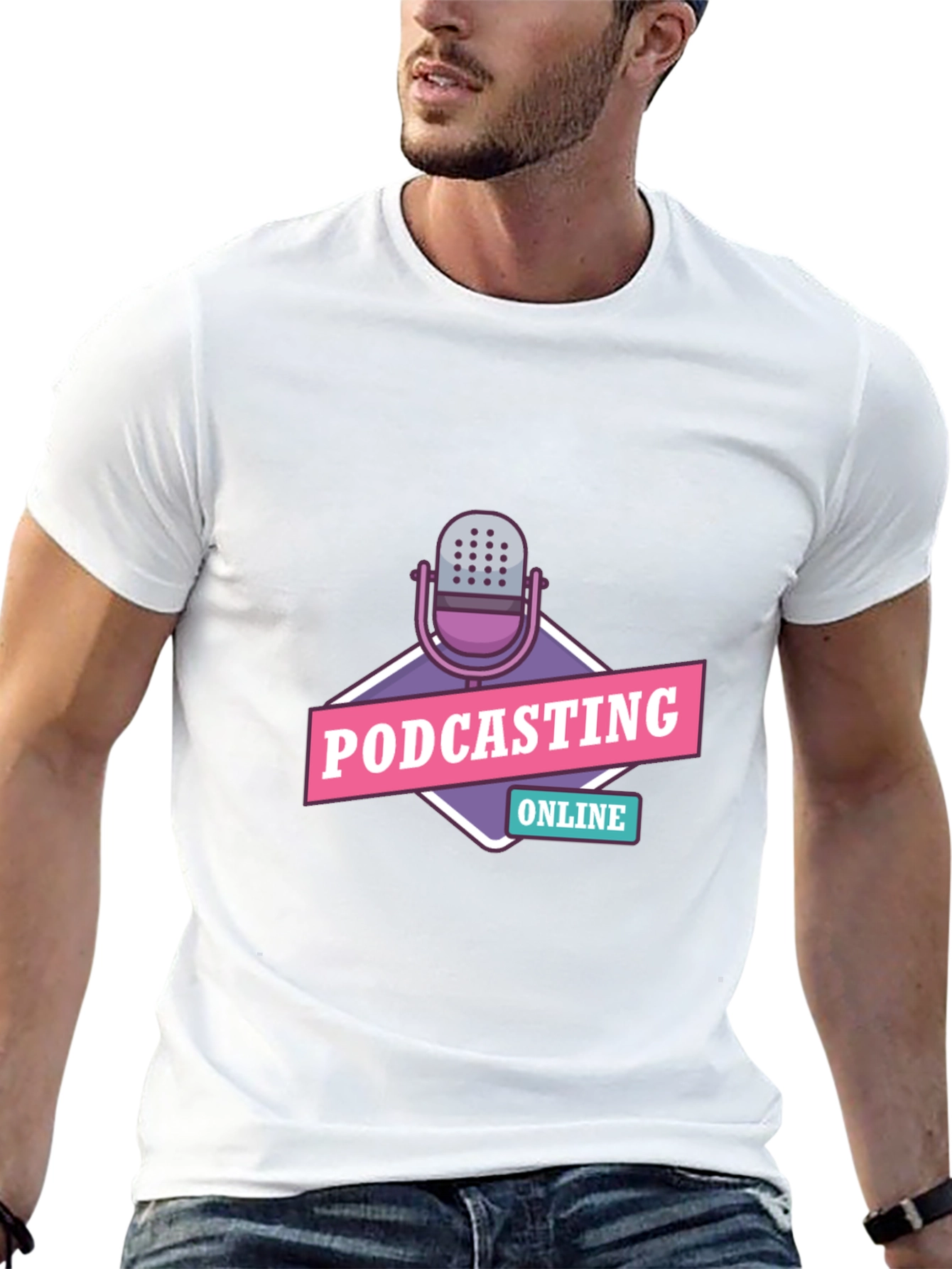 Podcasting Online Graphic Tee - Black Cotton T-Shirt