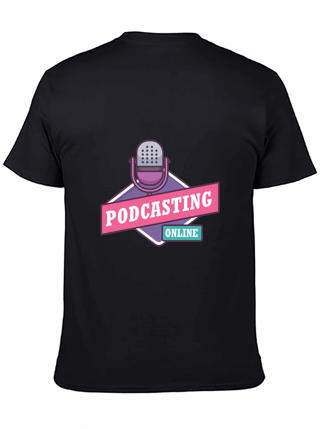 Podcasting Online Graphic Tee - Black Cotton T-Shirt