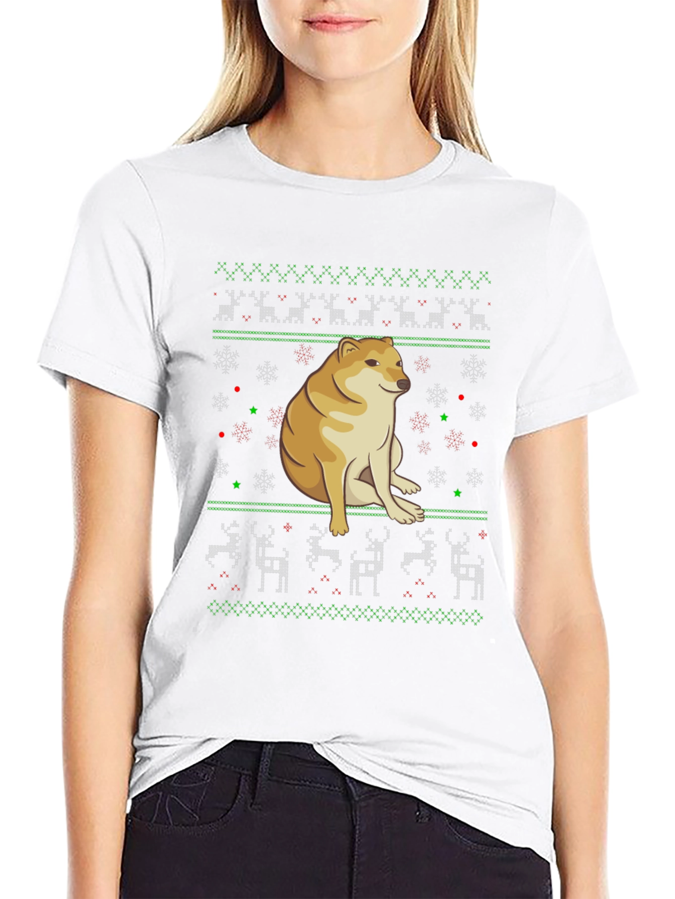 Doge Christmas Sweater T-Shirt - Black Holiday Tee