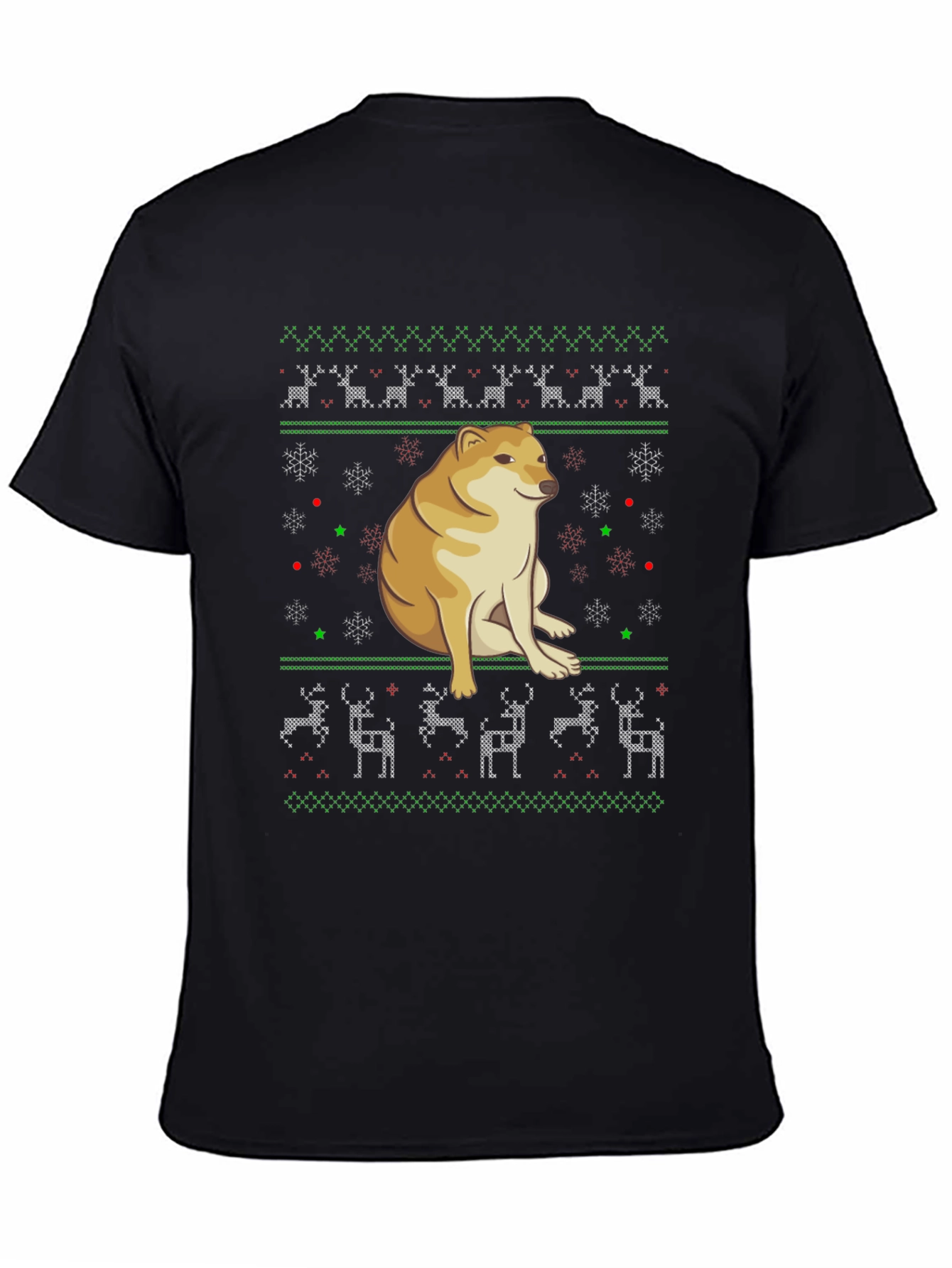 Doge Christmas Sweater T-Shirt - Black Holiday Tee