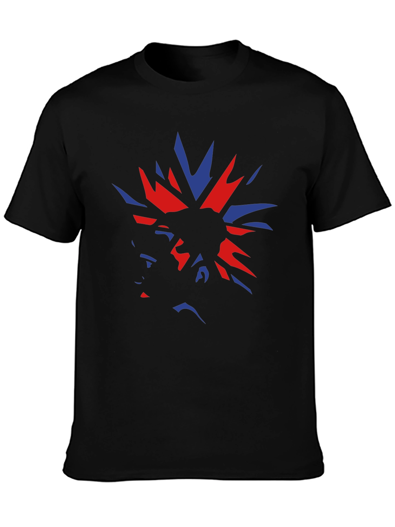 Bold Graphic Tee - Red and Blue Punk Design