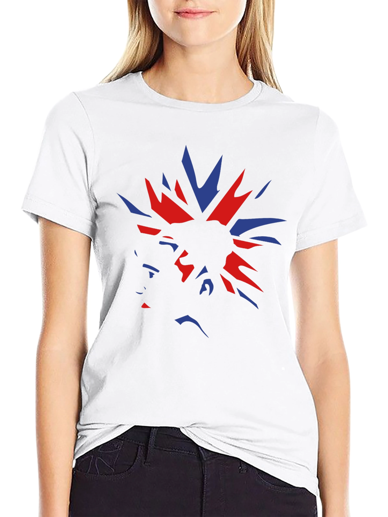 Bold Graphic Tee - Red and Blue Punk Design